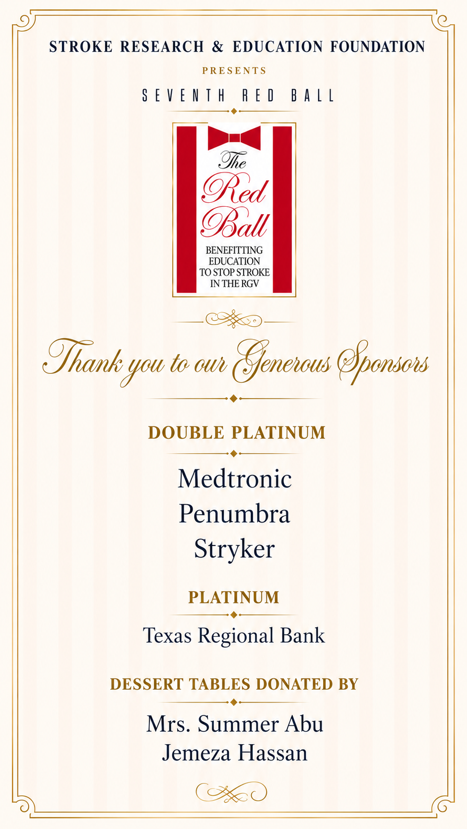 Red Ball Sponsors – Double Platinum, Platinum