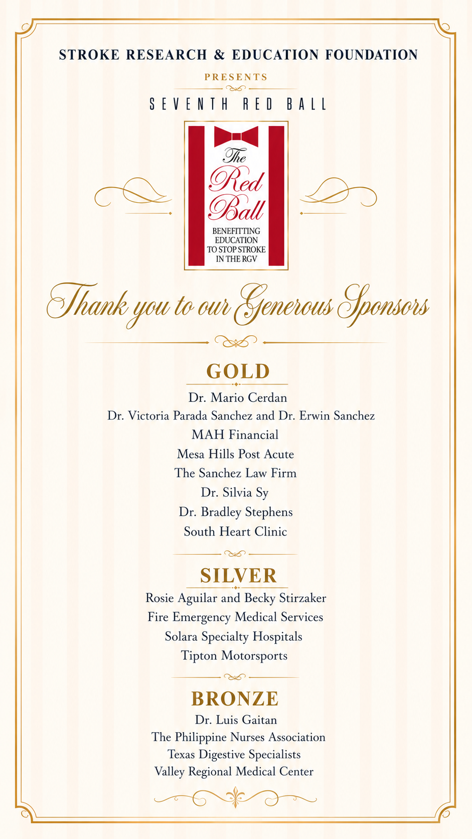 Red Ball Sponsors – Gold, Silver, Bronze